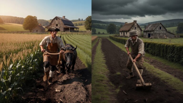 A Colonial Farmer vs An English Farmer in 1750